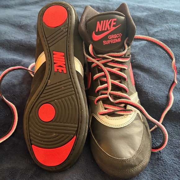 Rare Nike Greco Supreme Wrestling Shoes - Womens 8 - High Top Black Pink Silver - Picture 12 of 12